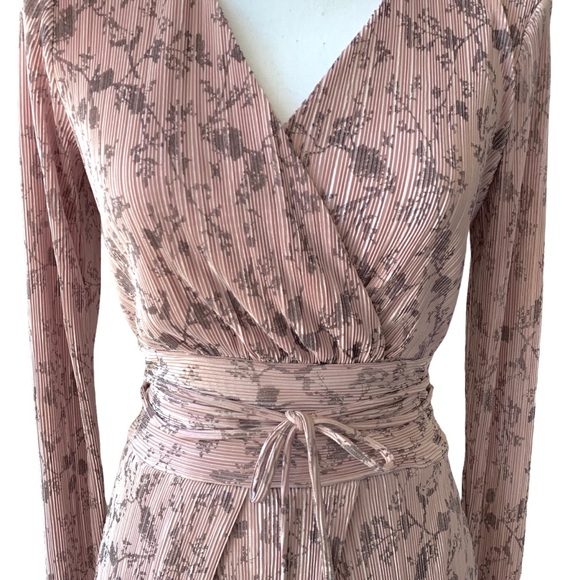 RACHEL ROY SILVIA PINK PLEATED FAUX WRAP MIDI DRESS NWT - Picture 14 of 16